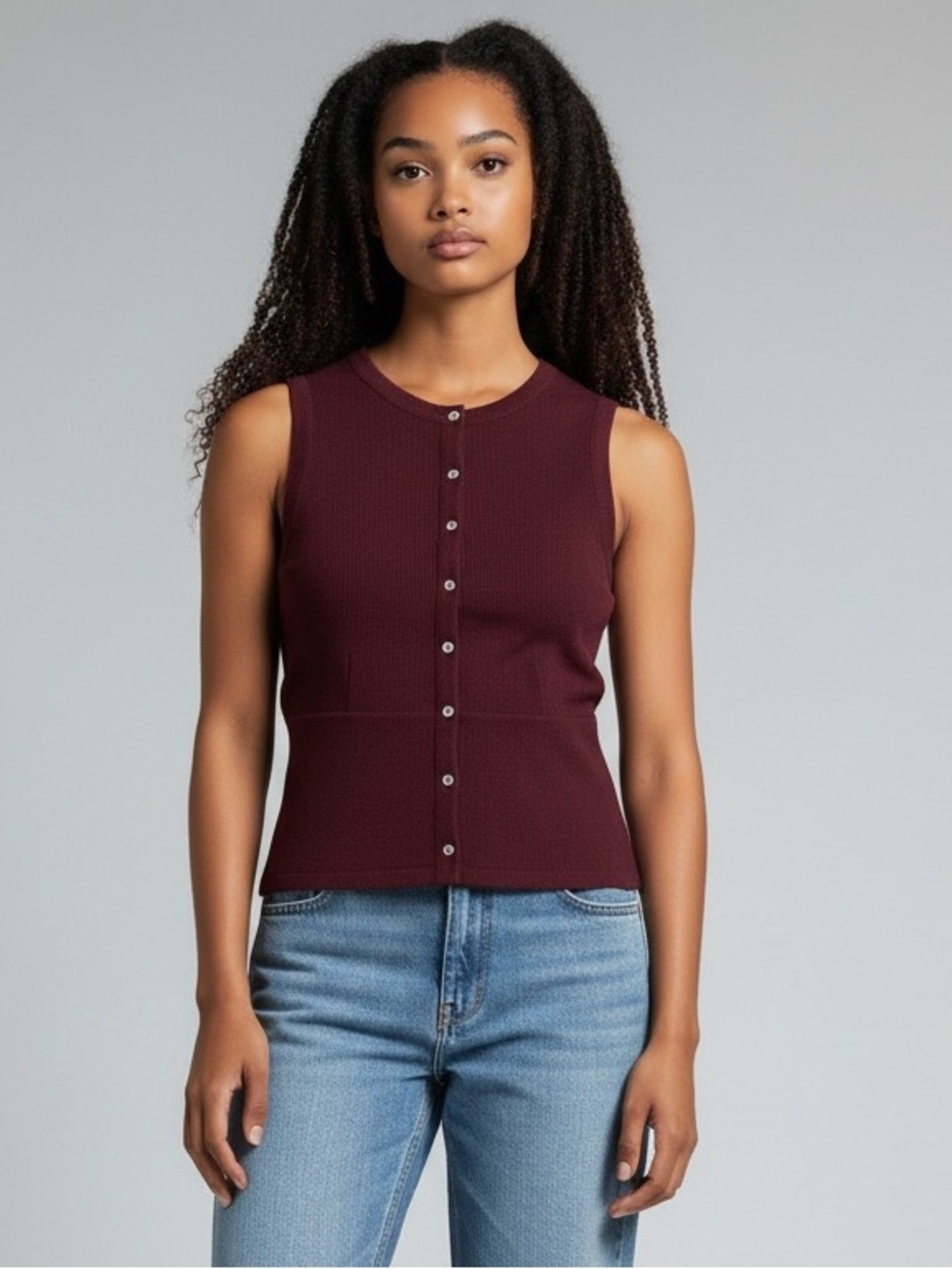 Madewell Split-Crewneck Cardigan Tank large